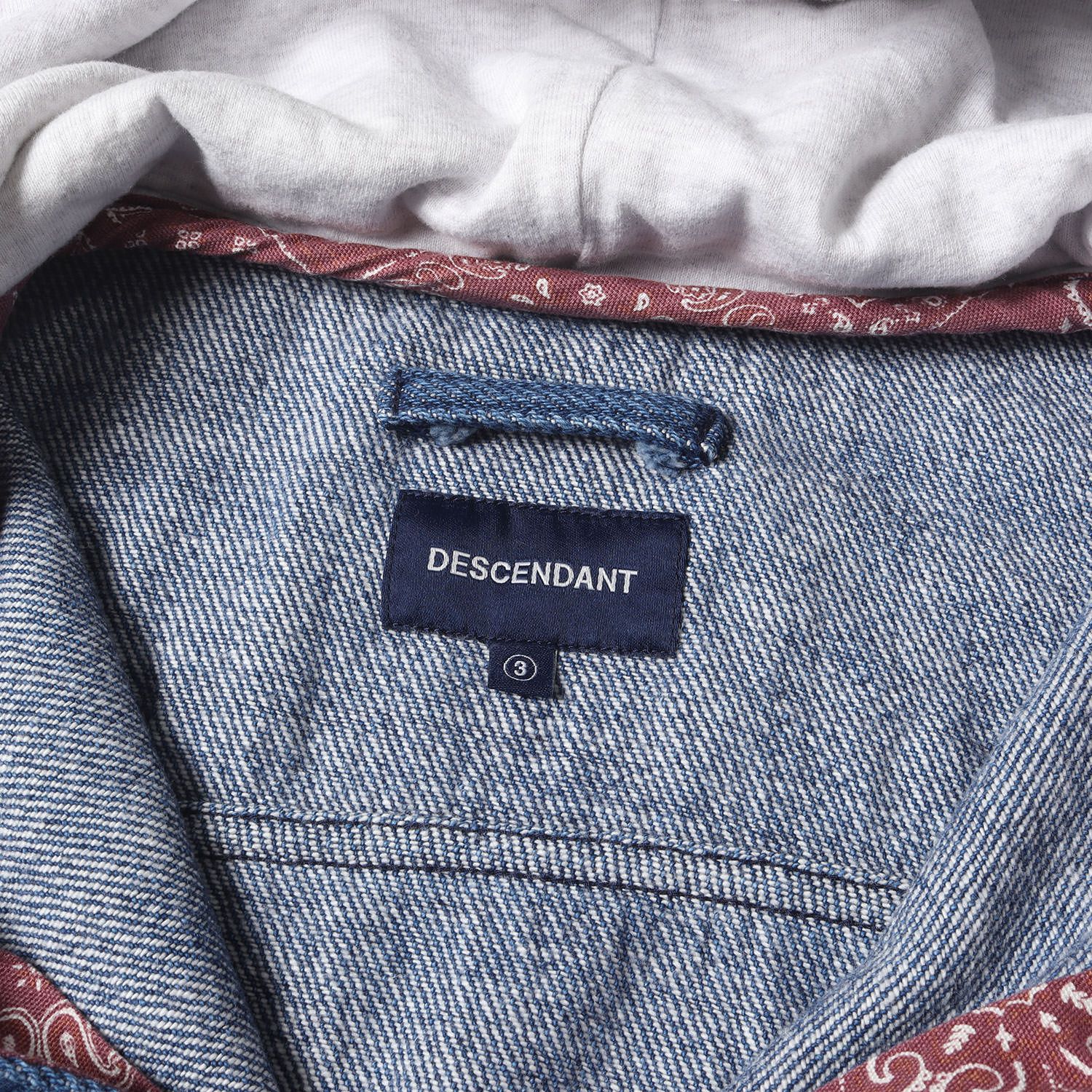 DESCENDANT ディセンダント 20SS フード付き 裏地バンダナ柄 デニム