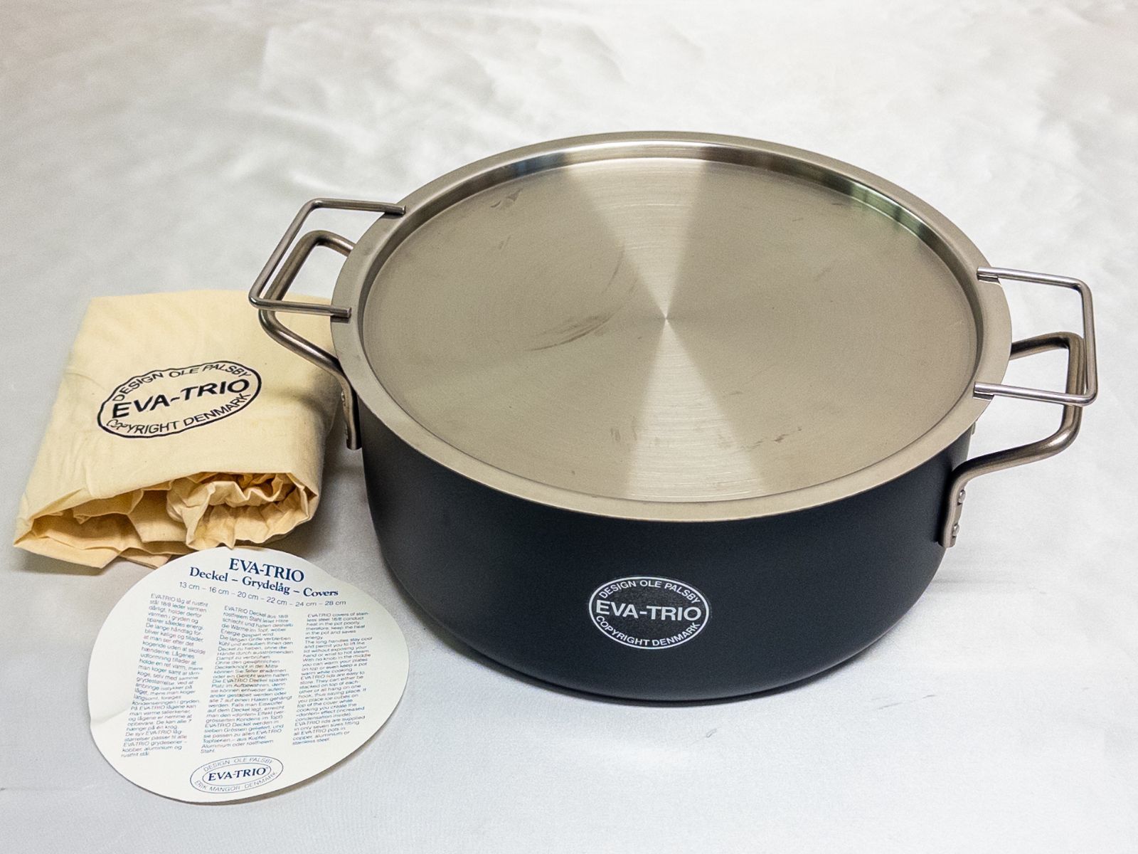 ♥ 北欧 EVA TRIO SilverStone 両手鍋 28 cm 蓋付 エバトリオ シルバーストーン