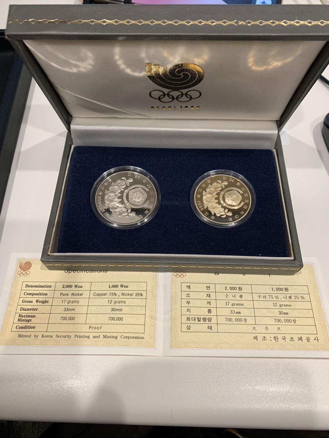 希少】1988年 ソウルオリンピック 記念硬貨 プルーフ貨幣セット 箱付