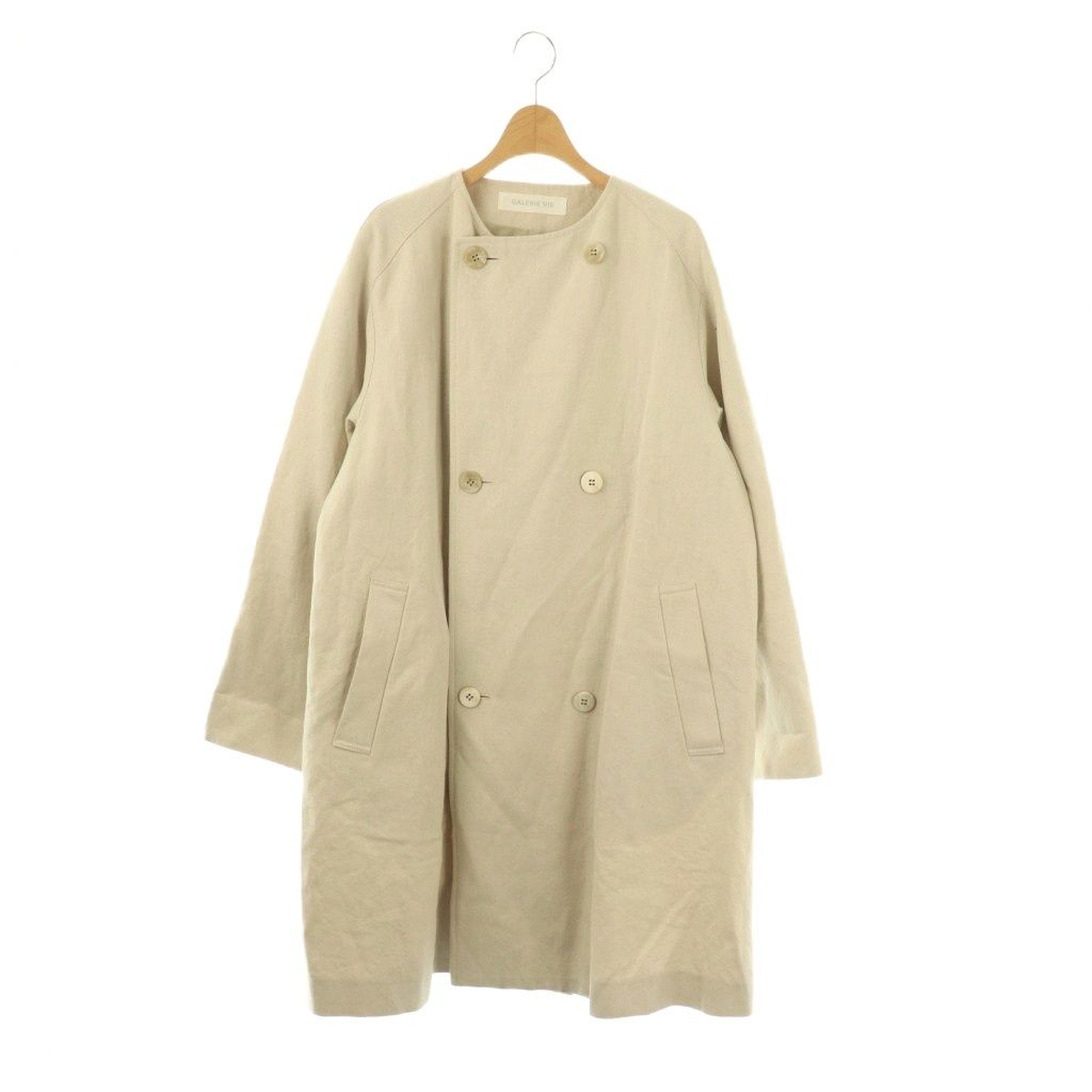 ギャルリーヴィ　コットンリネンツイル ノーカラーコート　36　ベージュ ギャルリーヴィ コットンリネンツイル ノーカラーコート 36 ベージュ
