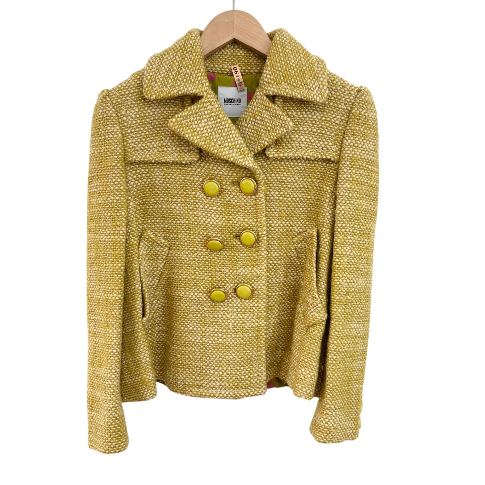 Z1735 MOSCHINO モスキーノ イタリア製 ショート丈コート イエロー 黄