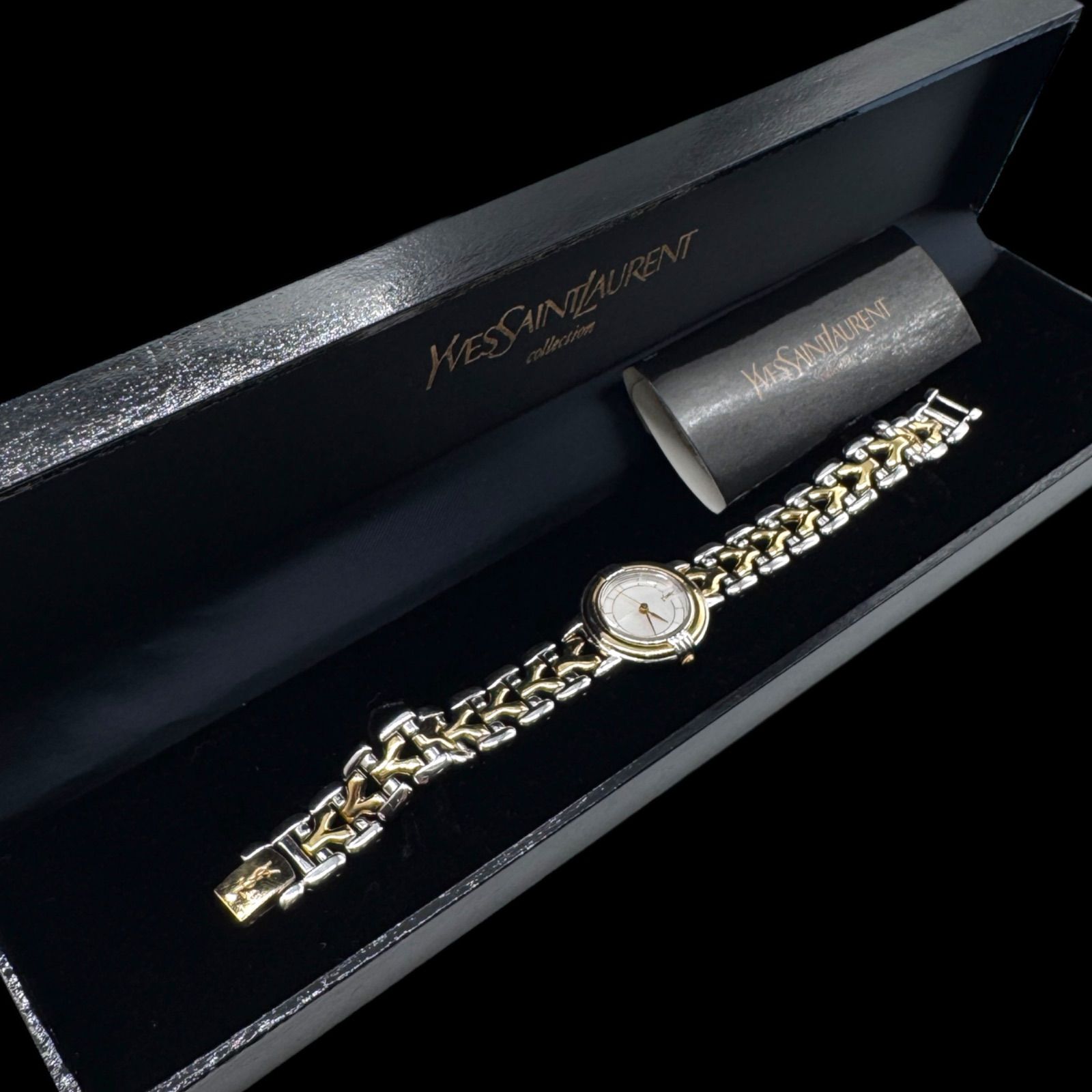 新品電池稼働 箱付き YVES SAINT LAURENT イヴサンローラン Yベルト