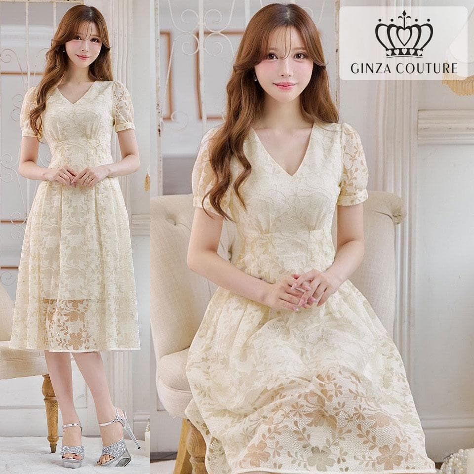 【GINZA COUTURE / 銀座クチュール】総レース Aライン ミディアムドレス ERUKEI エルケイ sugar キャバドレス GINZA COUTURE / 銀座クチュール】総レース Aライン ミディアムドレス