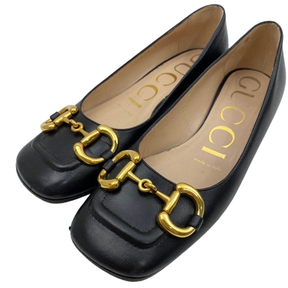 GUCCI グッチ 645600 ホースビット スクエアトゥ レザー パンプス