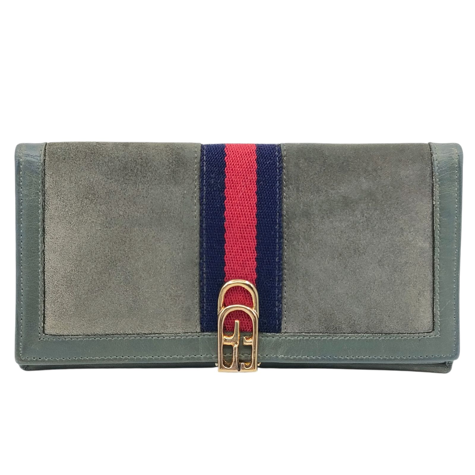 GUCCI オールドグッチ シェリーライン スエード レザー 二つ折り 長 