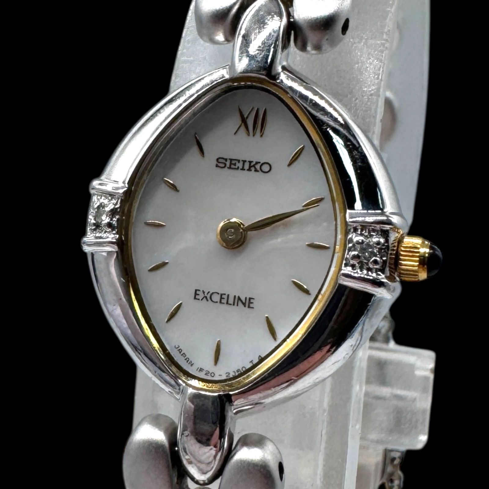 新品電池稼働品 SEIKO セイコー EXCELINE エクセリーヌ 2Pダイヤ