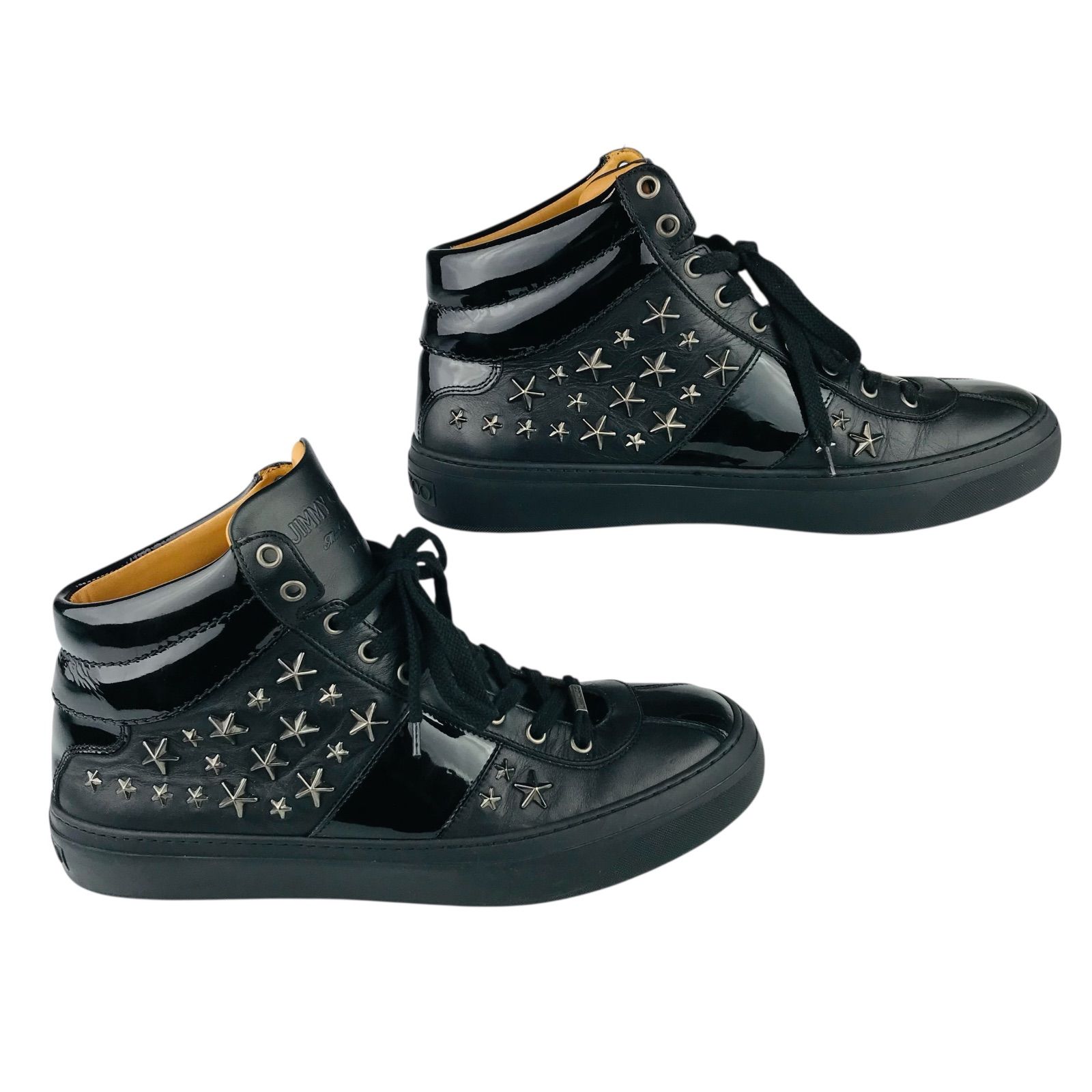 美品☆JIMMY CHOO・ジミーチュウ・メンズ レザー切替し メタルスター