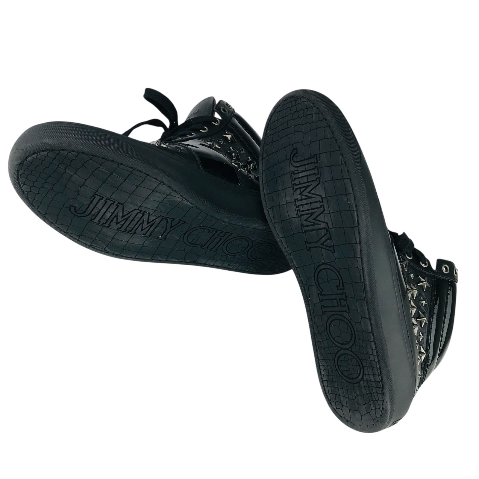 美品☆JIMMY CHOO・ジミーチュウ・メンズ レザー切替し メタルスター 