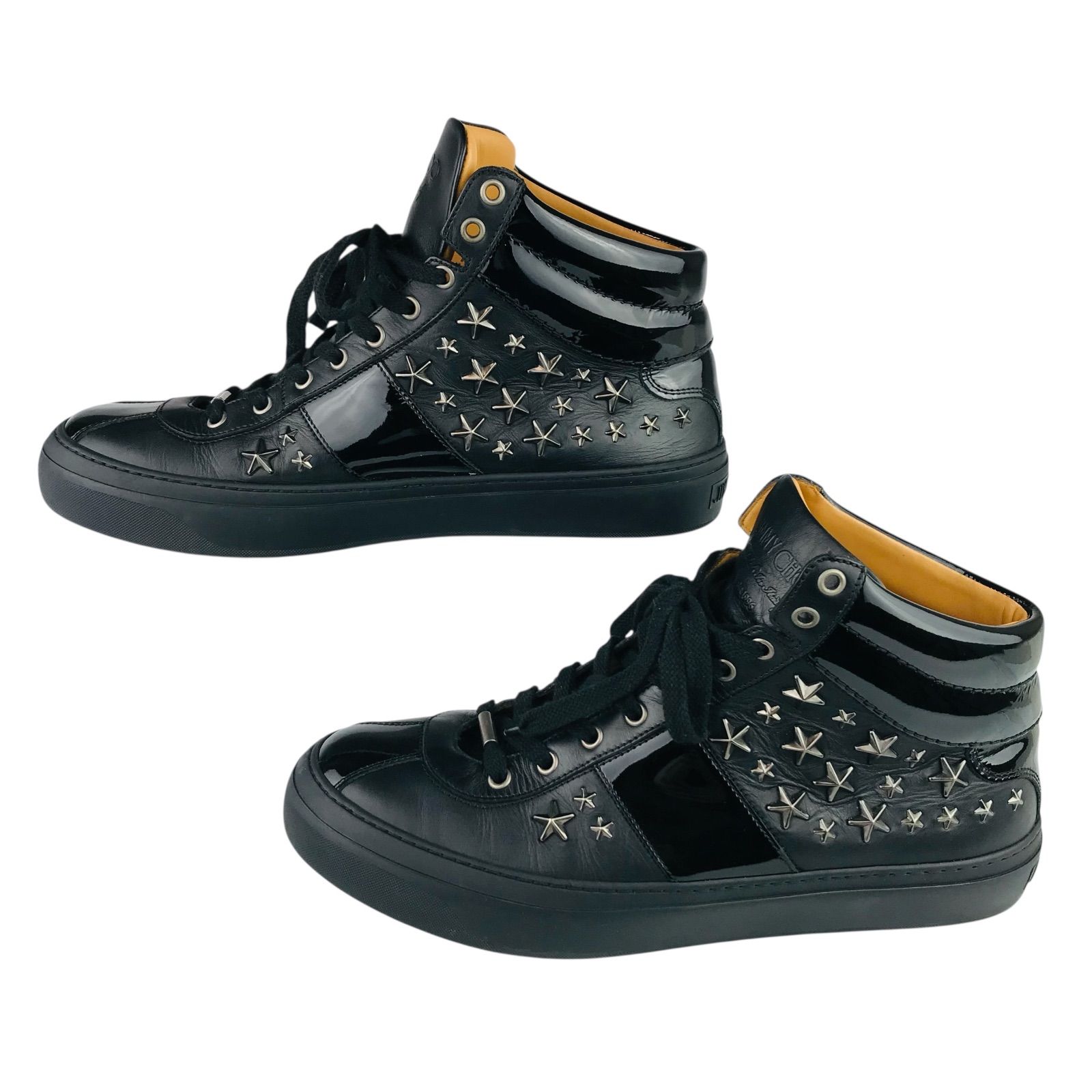美品☆JIMMY CHOO・ジミーチュウ・メンズ レザー切替し メタルスター