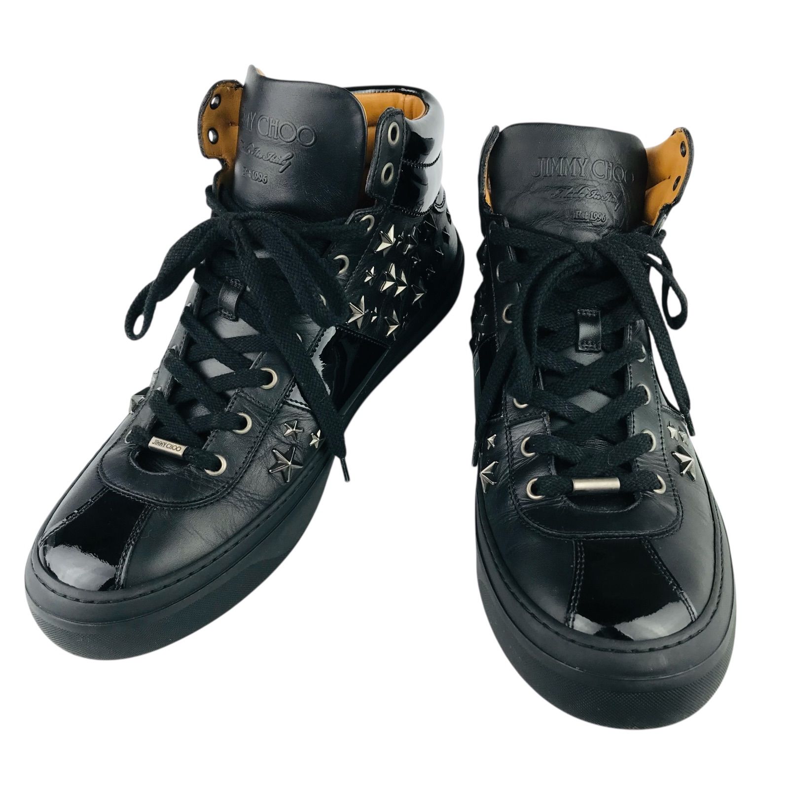 美品☆JIMMY CHOO・ジミーチュウ・メンズ レザー切替し メタルスター