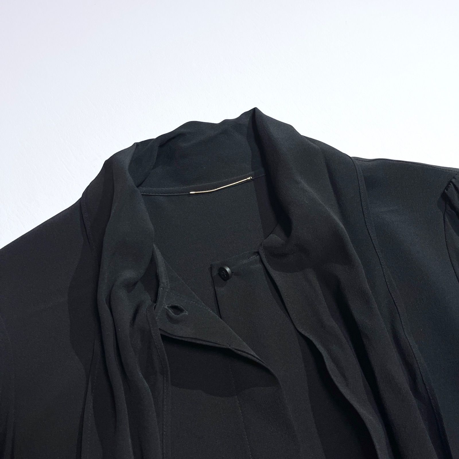 cY18 Deuxieme Classe シルク100% Elegant ブラウス ボウタイ シャツ