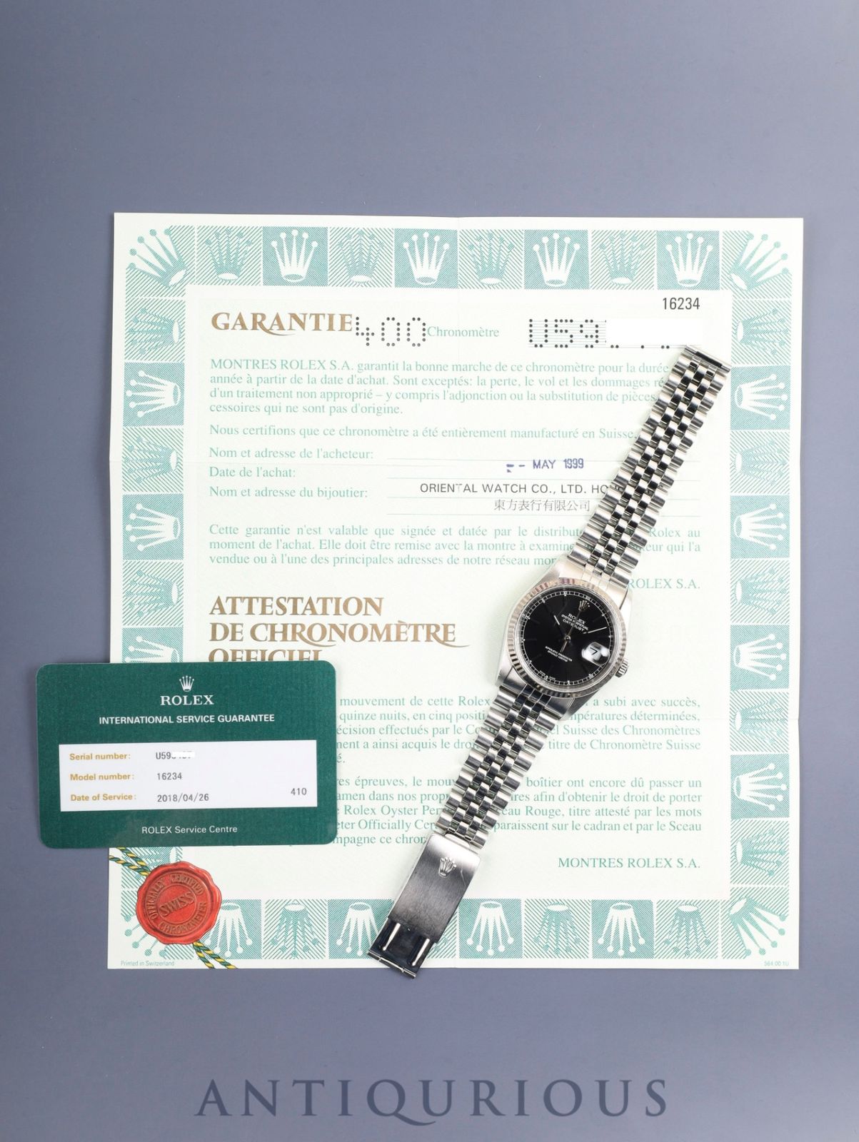 ROLEX ロレックス デイトジャスト 16234 保証書 ロレックス デイトジャスト 16234 SS/WG 1991年製 ROLEX Datejust