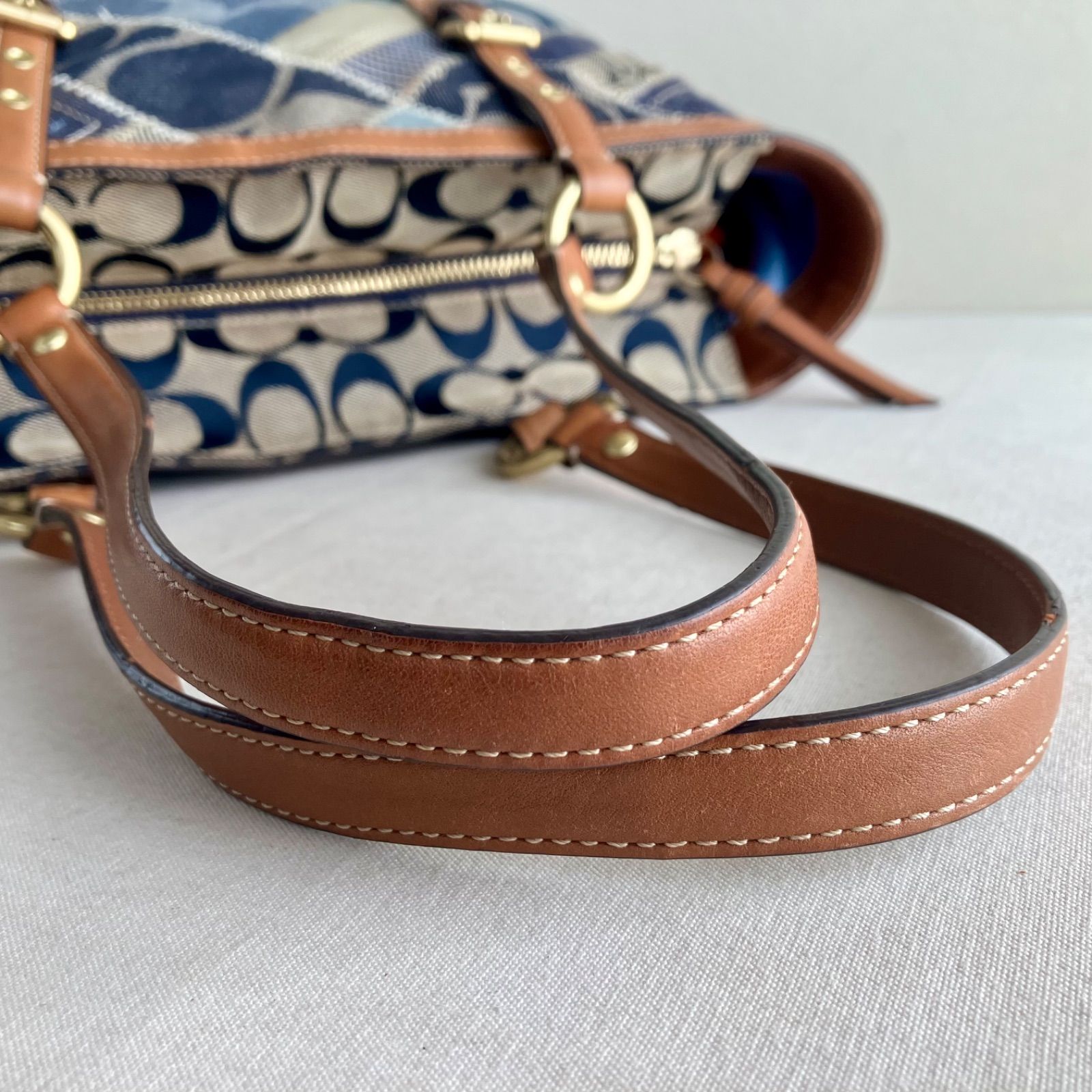 y2k Coach Vintage Patchwork Blue Denim Signature Shoulder Bag 
