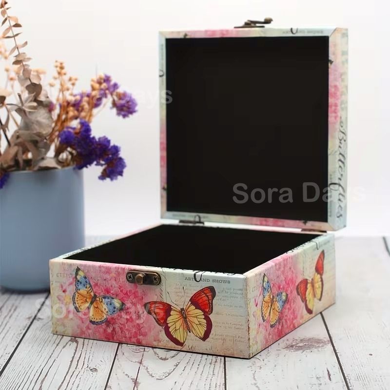 小物入れ ジュエリーボックス アクセサリーケース 蝶柄 ヴィンテージ風