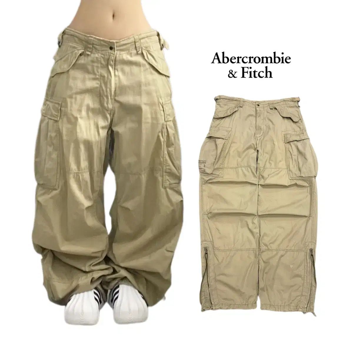 アバクロンビー Y2K マルチポケット タン カーゴパンツ - メルカリ