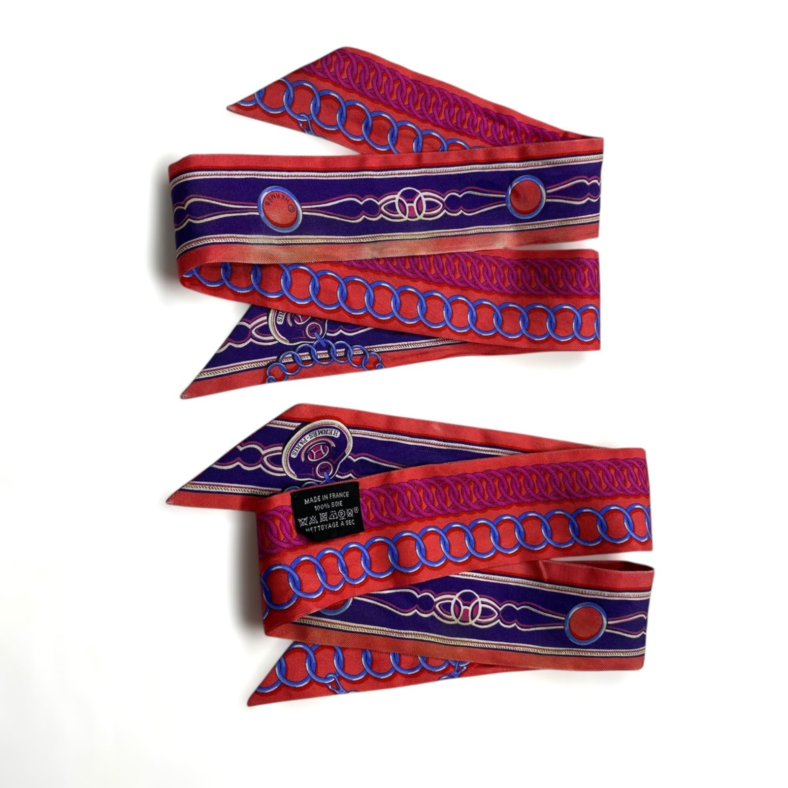 HERMES ツイリー 2本セット MAILLONS シルク100％ エルメス スカーフ