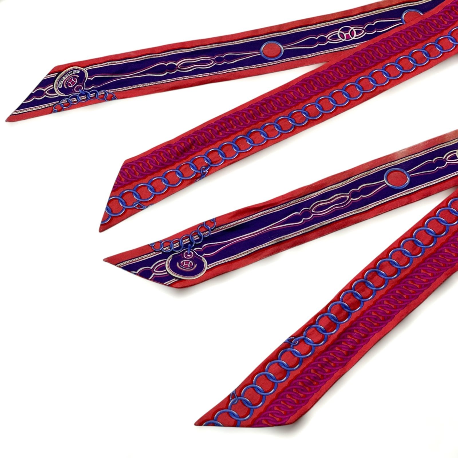 HERMES ツイリー 2本セット MAILLONS シルク100％ エルメス スカーフ