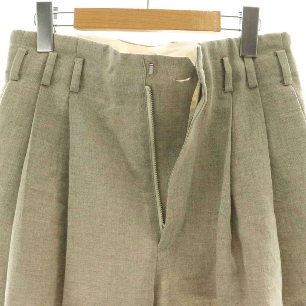 フミカ ウチダ FUMIKA_UCHIDA WOOL/LINEN SUITING TUCKED SLACKS  