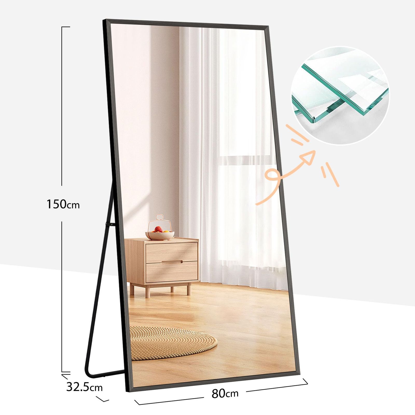 新品 全身鏡 姿見鏡 スタンドミラー アルミ 直角 壁掛けミラー