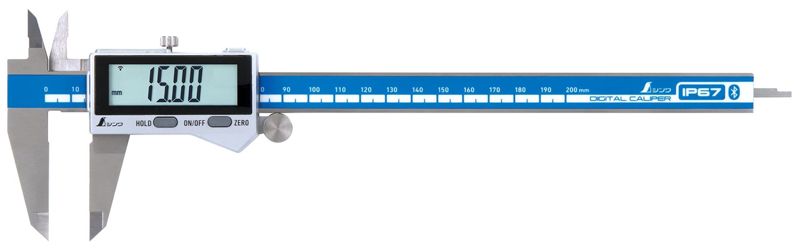 シンワ測定 Shinwa Sokutei デジタルノギス 大文字2 200 mm 防塵防水 データ転送機能付 19818