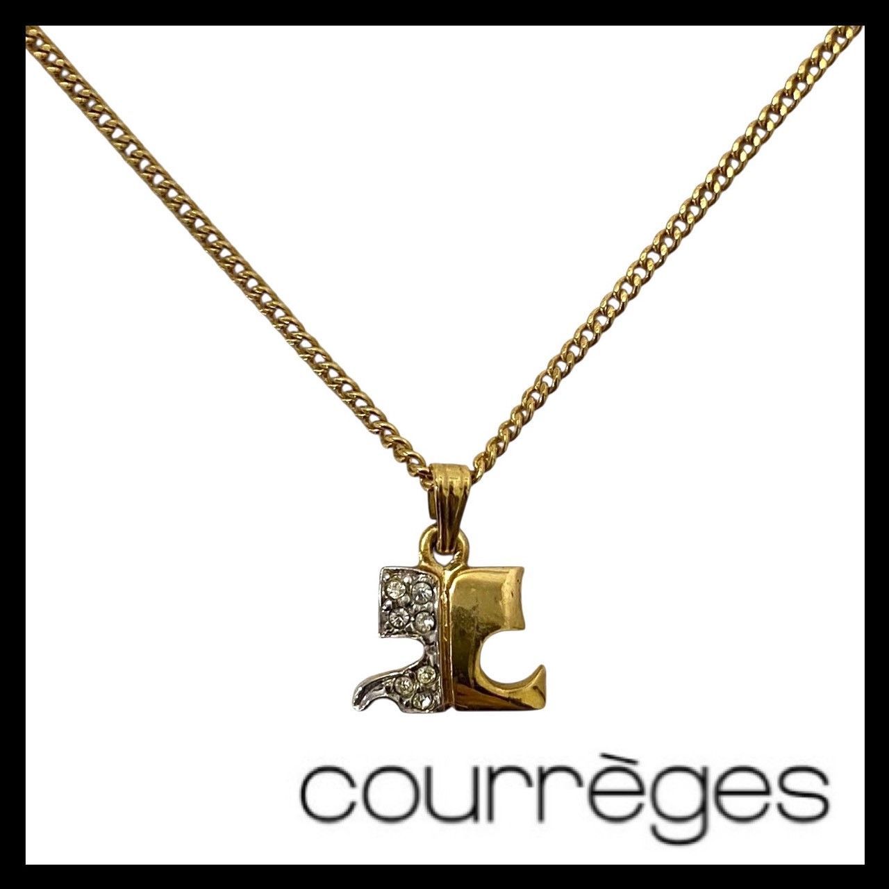 Courreges】ロゴ ネックレス ゴールド/金カラー シルバーカラー ライン