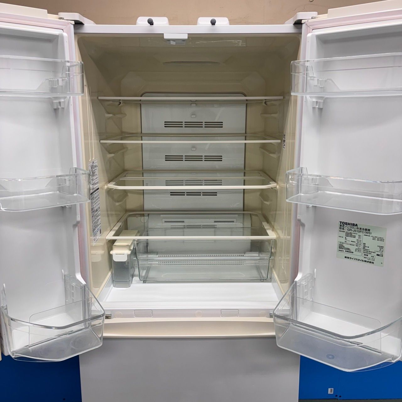 576 関東配送 冷蔵庫 大型 500L強 6ドア 観音開き 半年保証 ガラス