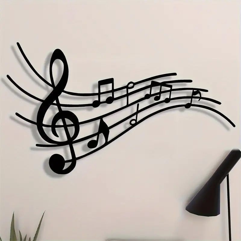 エレガントメタルミュージックノートウォールアート - ト音記号と