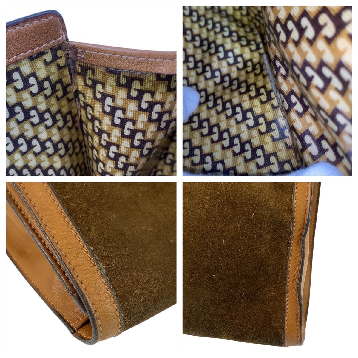 美品 GUCCI グッチ シェリーライン ブラウン ゴールド金具 スウェード