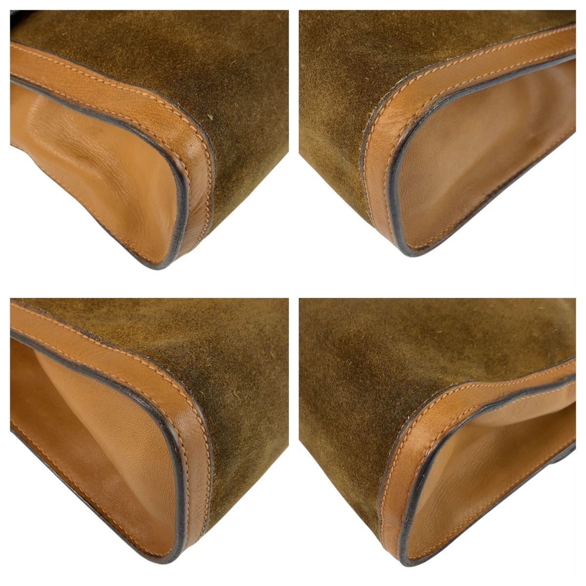 美品 GUCCI グッチ シェリーライン ブラウン ゴールド金具 スウェード