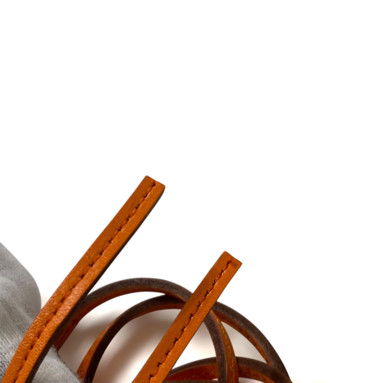 エルメス ラニエール レザーネックレス チョーカー 革紐 オレンジ