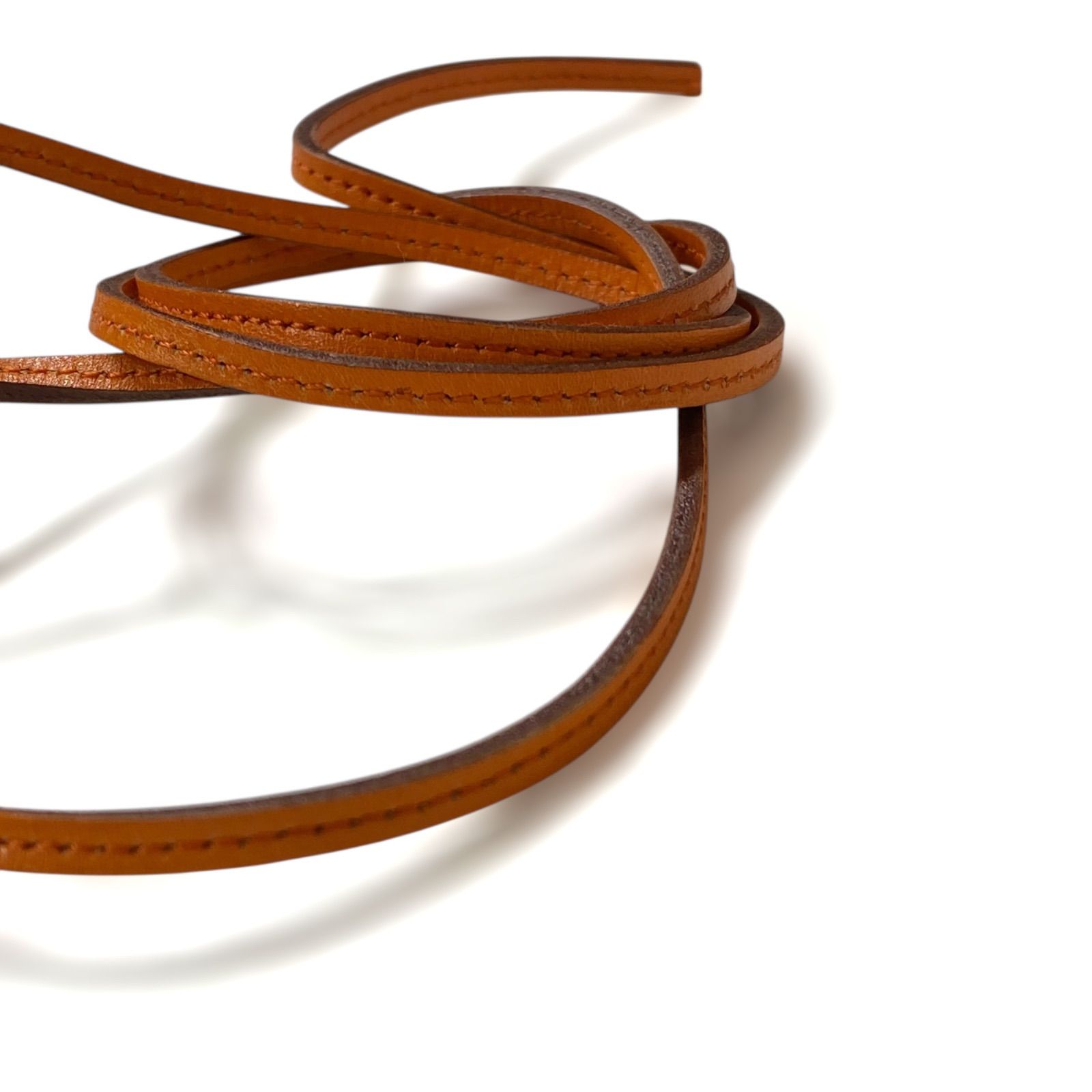 エルメス ラニエール レザーネックレス チョーカー 革紐 オレンジ