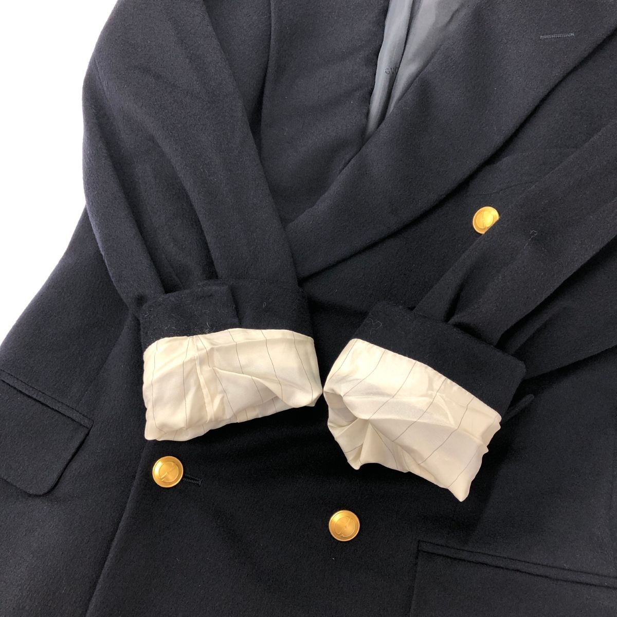 良好 GUCCI グッチ ダブル ジャケット サイズ:50 ネイビー カシミヤ100