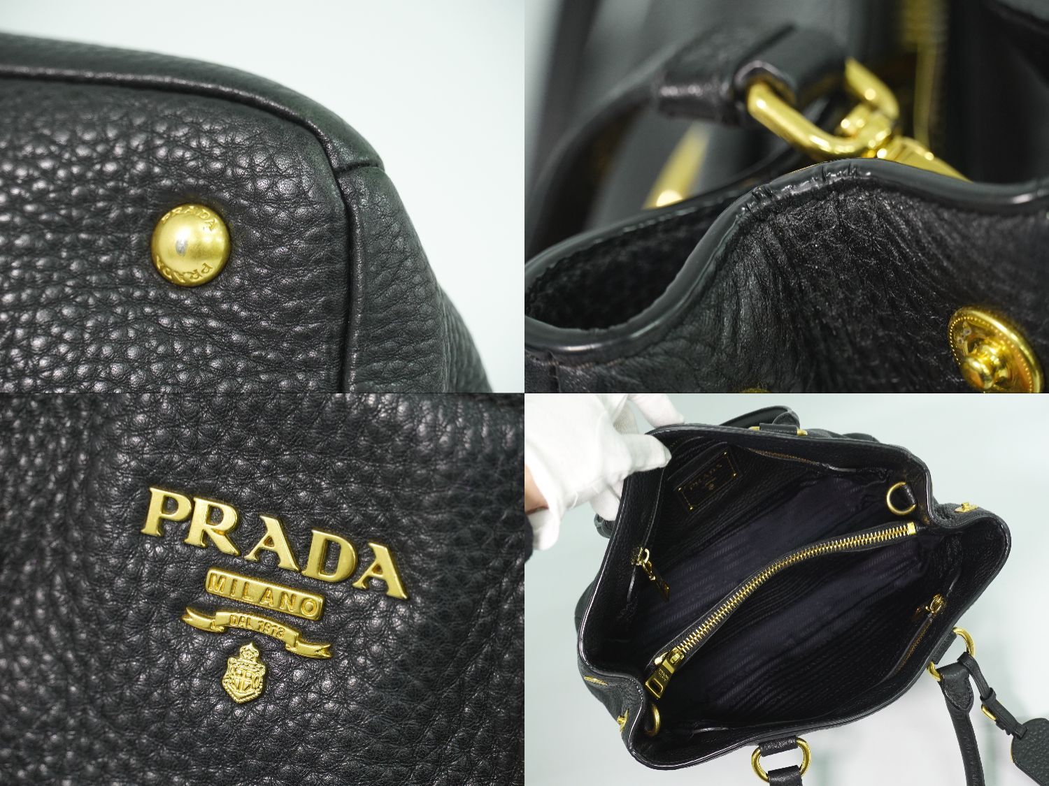 本物 プラダ PRADA レザー 2WAY ショルダーバッグ ハンドバッグ ポシェット ブラック BN2878 バッグ 中古・ 本物 プラダ PRADA レザー 2WAY ショルダーバッグ ハンドバッグ