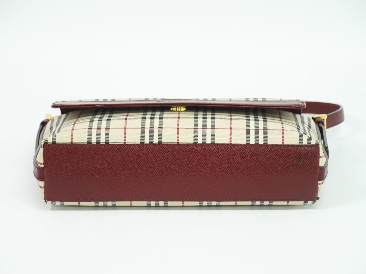 本物 バーバリー BURBERRY ノバチェック チェック ショルダーバッグ キャンバス ベージュ ボルドー バッグ 中古・ BURBERRY - 本物 バーバリー BURBERRY ノバチェック チェック