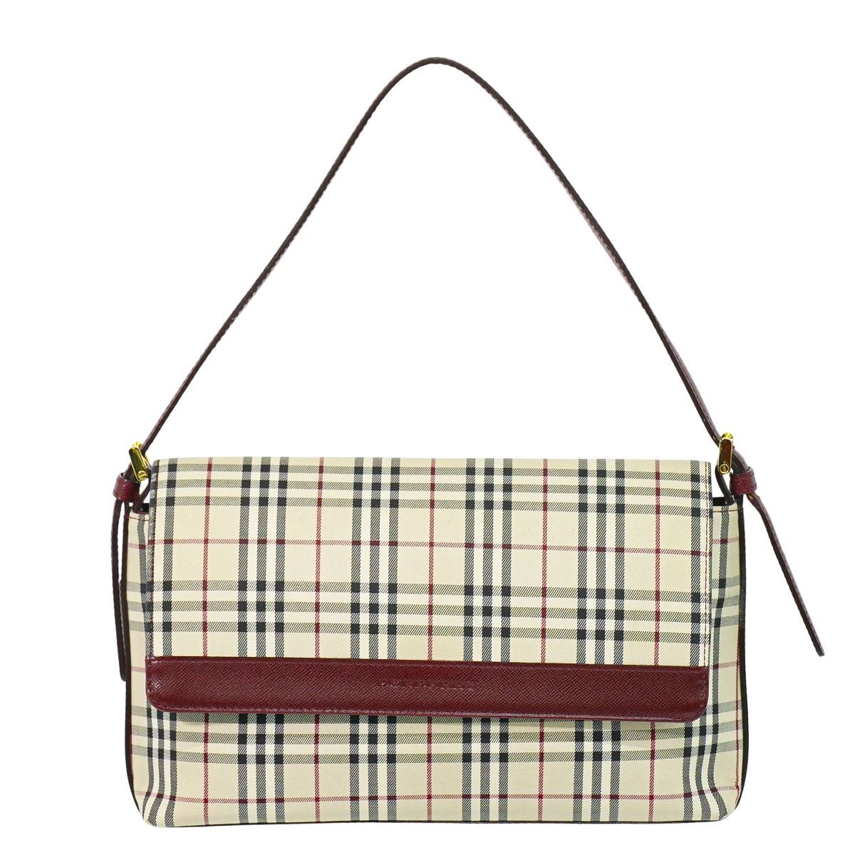 本物 バーバリー BURBERRY ノバチェック チェック ショルダーバッグ キャンバス ベージュ ボルドー バッグ 中古・ BURBERRY - 本物 バーバリー BURBERRY ノバチェック チェック