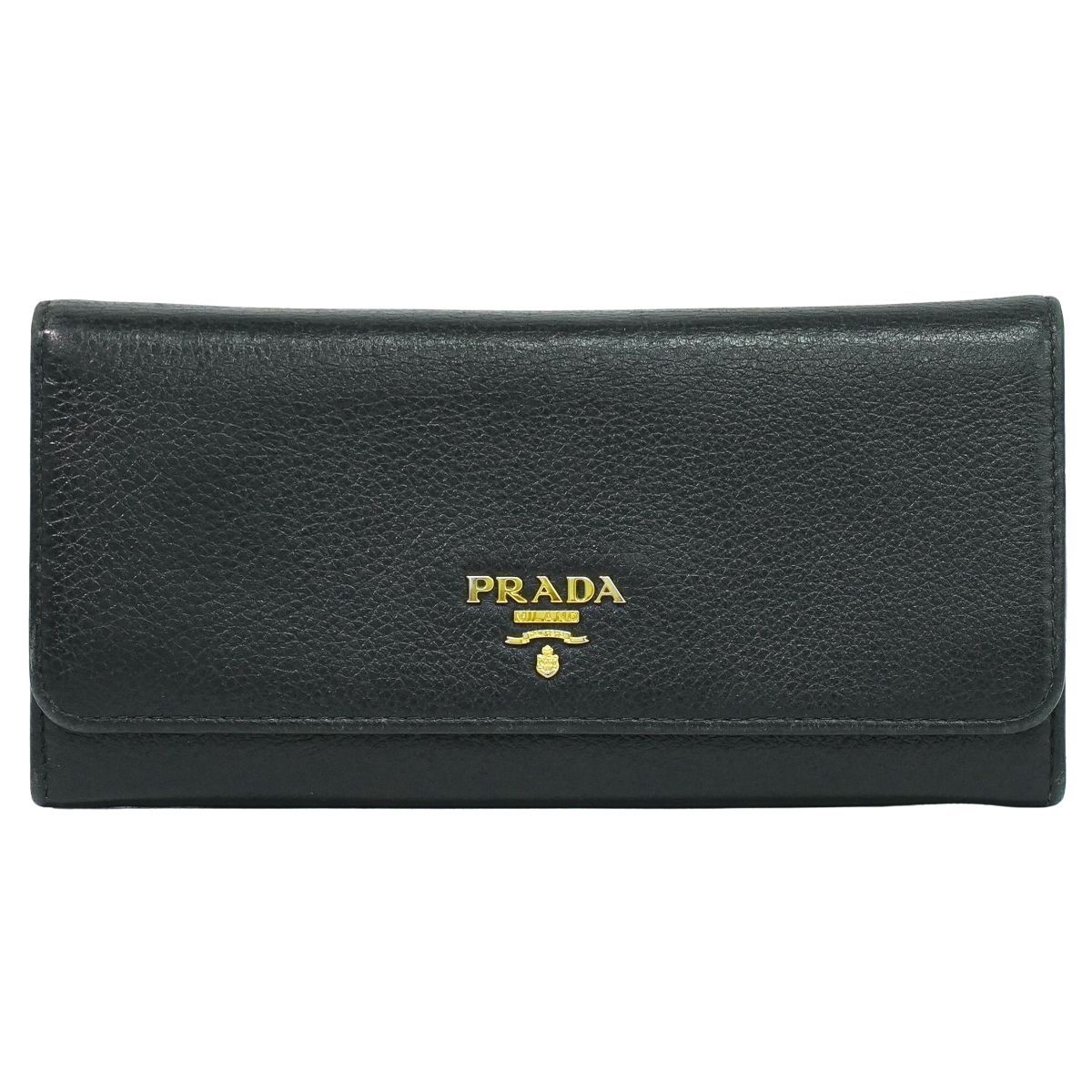 本物 プラダ PRADA レザー 長財布 ロングウォレット ブラック 財布 
