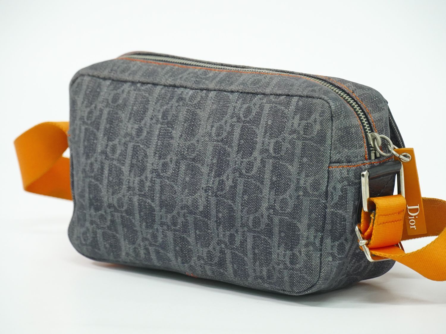 本物 クリスチャン ディオール Christian Dior フライトライン トロッター ショルダーバッグ デニム ネイビー オレンジ バッグ 中古・ 本物 クリスチャン ディオール Christian Dior フライトライン