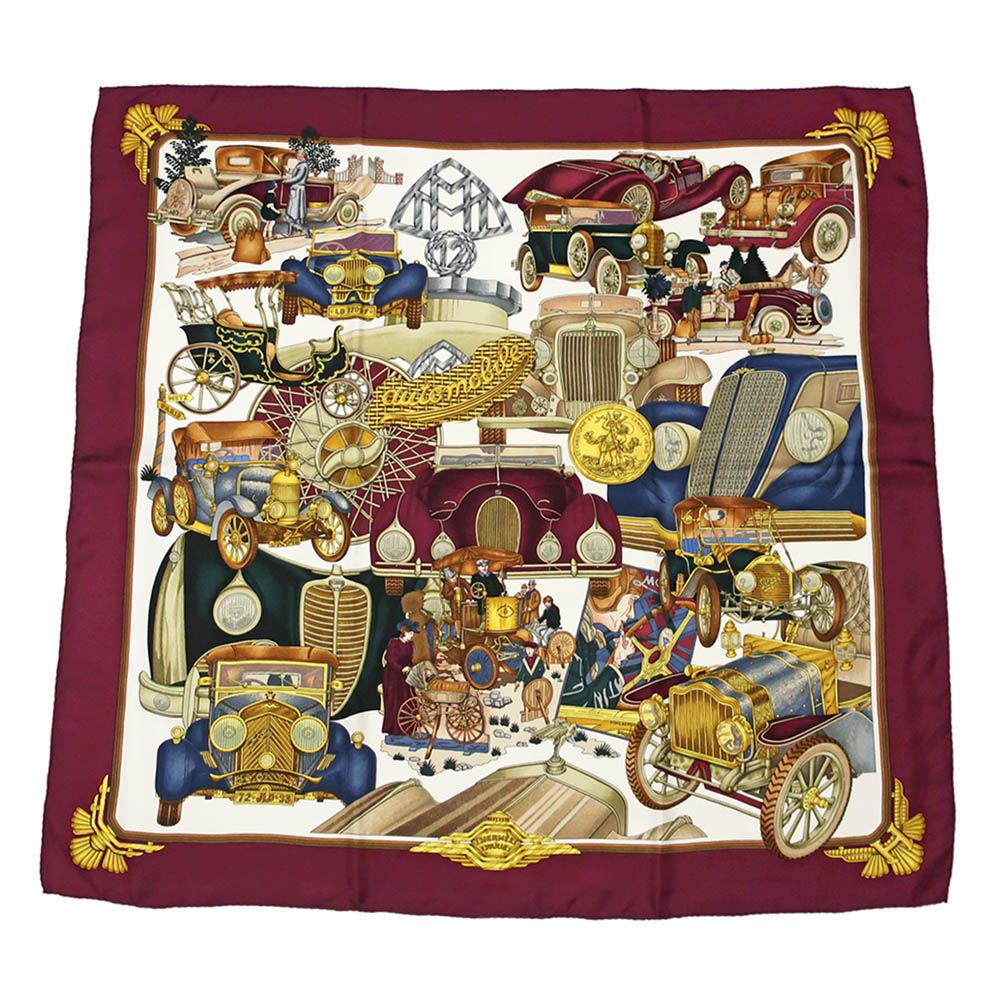 名東】エルメス カレ90 スカーフ オートモービル シルク100% マルチ