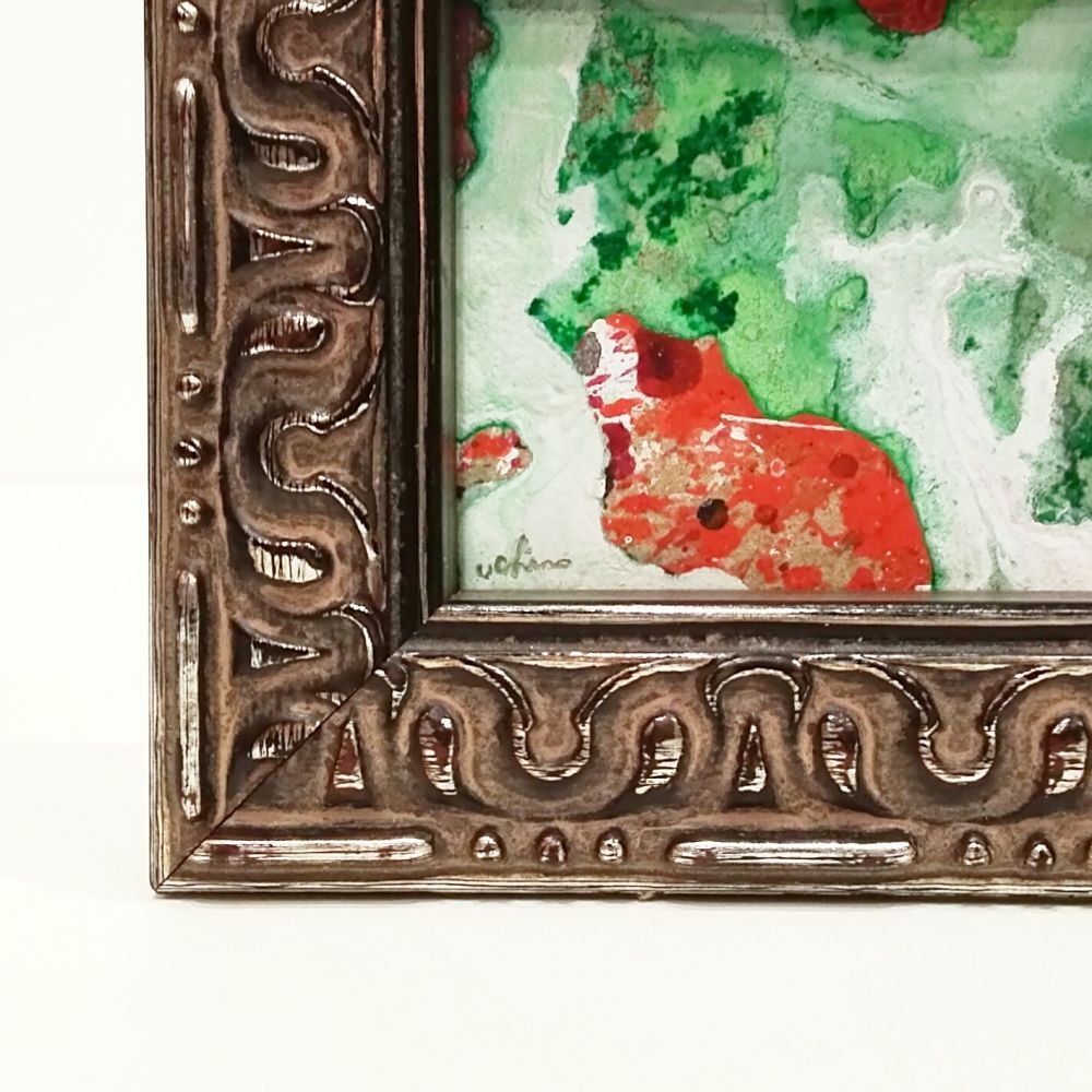 内野隆文　絵画　抽象画　段ボールにアクリル　アート作品　現代美術　ミニ額　額縁 d9bbbab42b6831625f1cba78d6176d