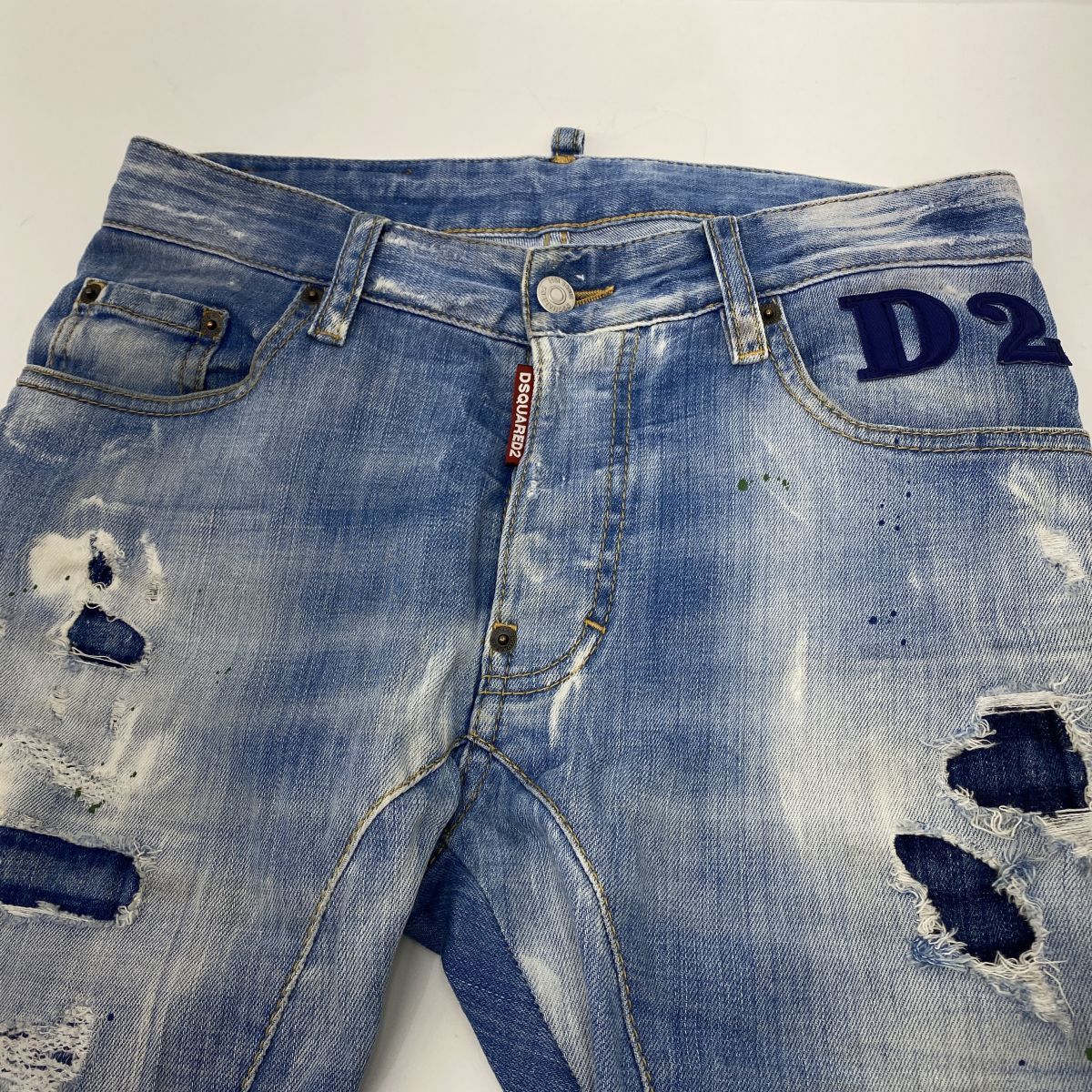 メンズ DSQUARED2 Tidy Biker Jean ペイント ダメージデニム42