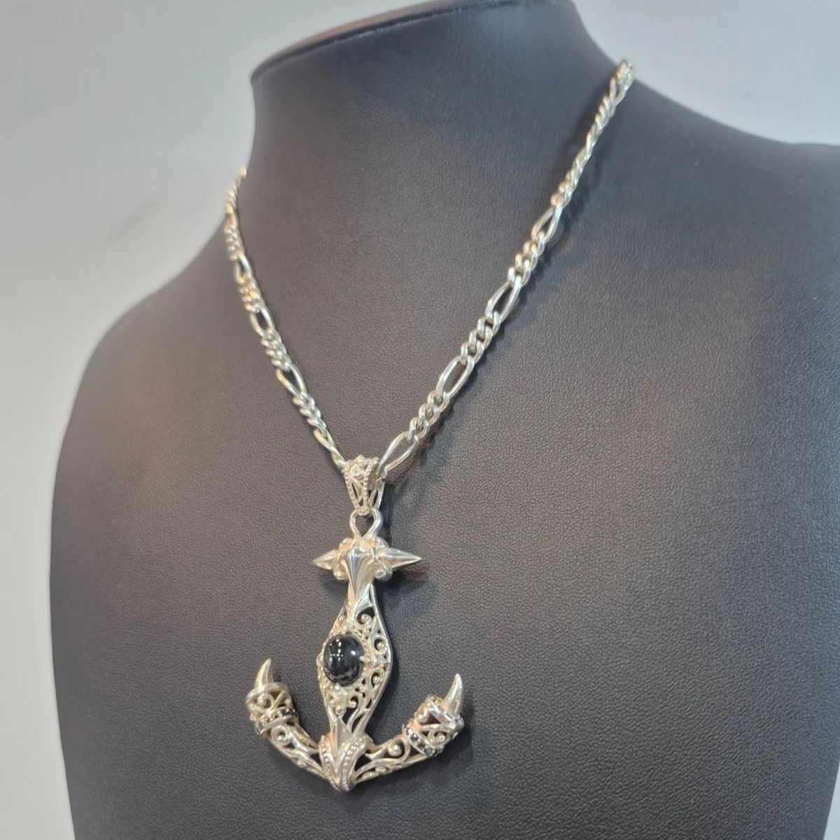 アンカー　ペンダント　ネックレス　オニキス　SV925