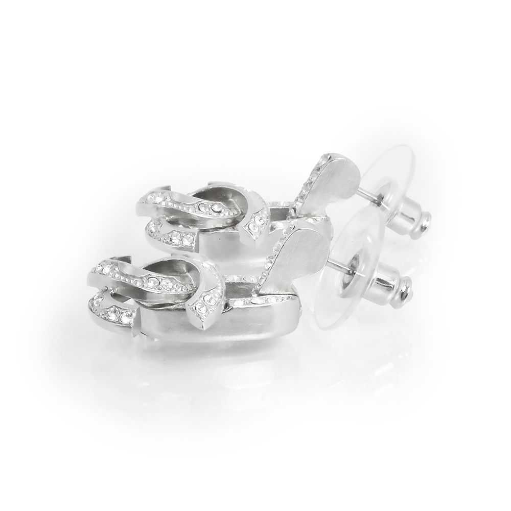 シャネル ココマーク ラインストーン シルバー スイング ピアス CHANEL