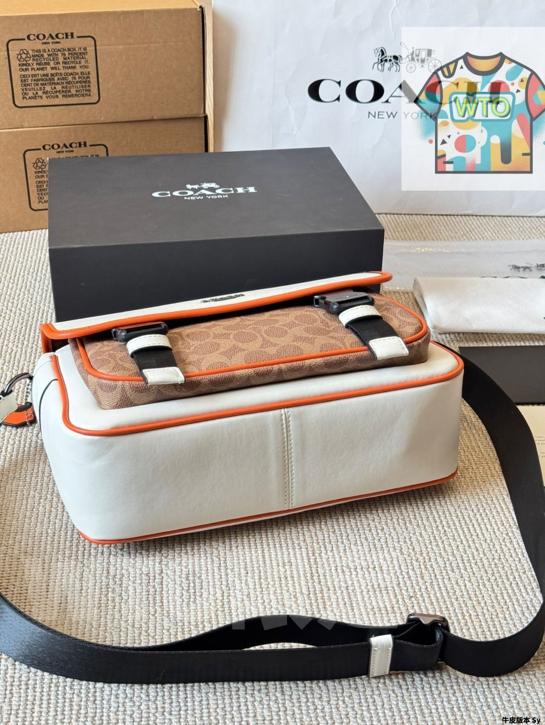 シーゲル、COACH ホワイト/グレー/オレンジ希少品です。 今日特価】Coach コーチ レーサークロスボディ新作 スモークグレーで