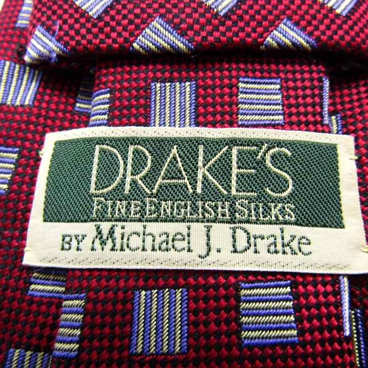 ドレイクス ブランドネクタイ ストライプ柄 チェック柄 格子柄 シルク PO メンズ レッド DRAKES ドレイクス ブランドネクタイ ストライプ柄 チェック柄 格子柄 シルク