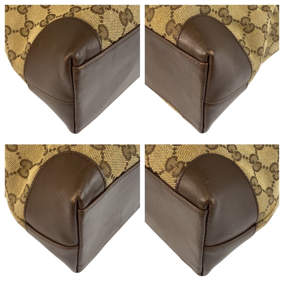 GUCCI グッチ ブラウン ベージュ ゴールド金具 GGキャンバス/レザー