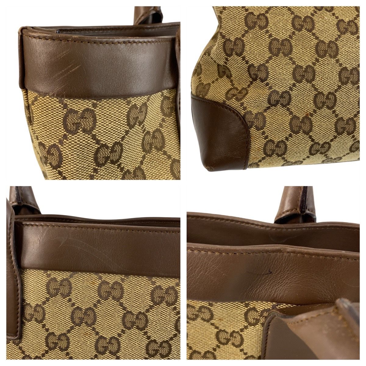 GUCCI グッチ ブラウン ベージュ ゴールド金具 GGキャンバス/レザー