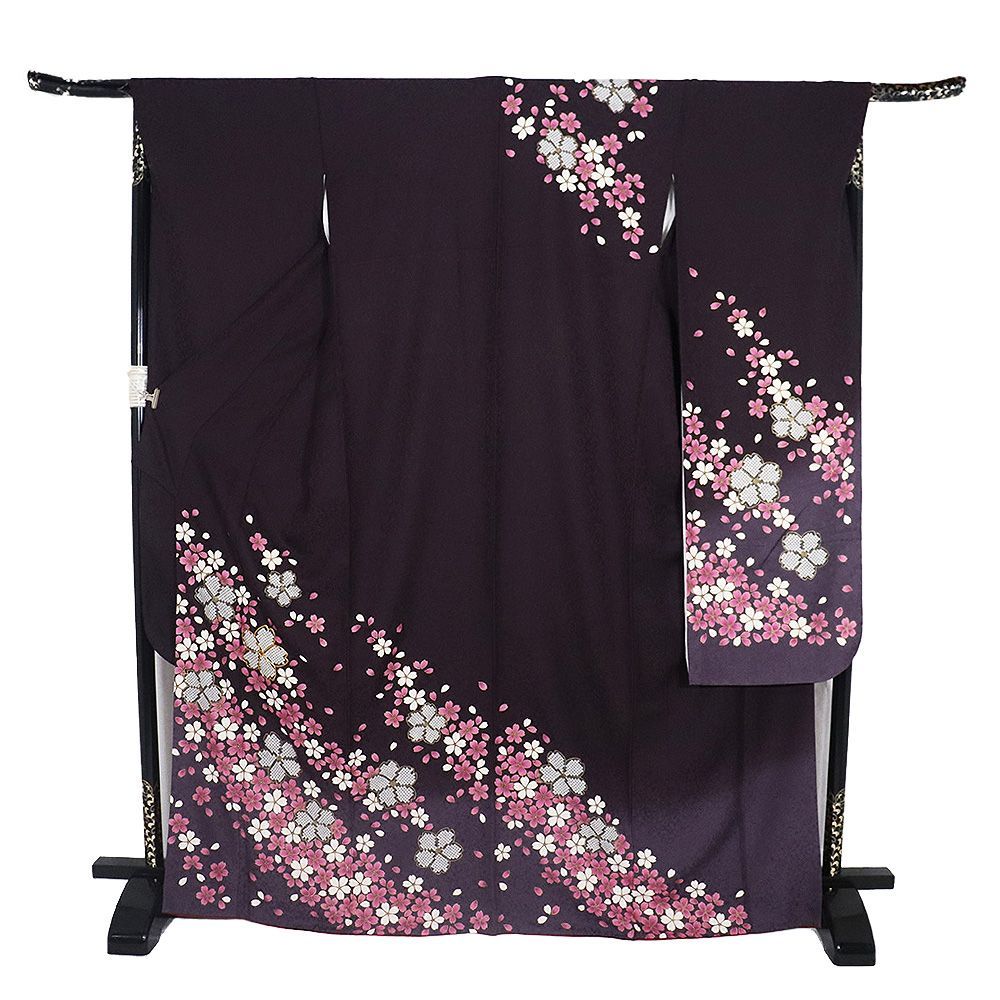 本振袖 長襦袢 袋帯 セット 正絹 紫 薄紫 暈し 桜 トールサイズ