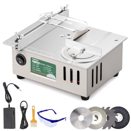 迅速に発送 Huanyu ミニテーブルソー 7段変速 卓上テーブルソー 鋸刃 付き 9000 RPM 0 15 MM鋸刃昇降 180°角度調節切断 木材 基板 アクリル 金属用 小型DIY 木工用 日本語説明書付き