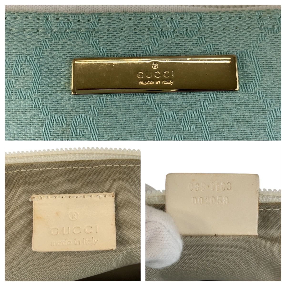 GUCCI グッチ ミントグリーン ゴールド金具 GGキャンバス/レザー 089