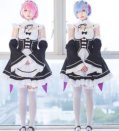 milky time ウィッグ付き Re ゼロから始める異世界生活 リゼロ メイド服 レム ラム コスプレ メイド L 彡 49964 cf 9